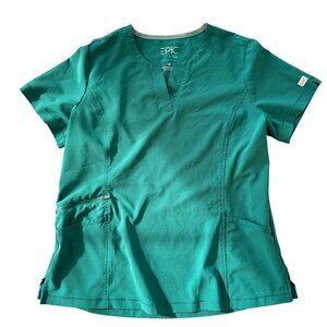 Epic By‎ IRG Womens Green Scrub Top LG Eco-Friendly Fabric Pockets Style 4802
